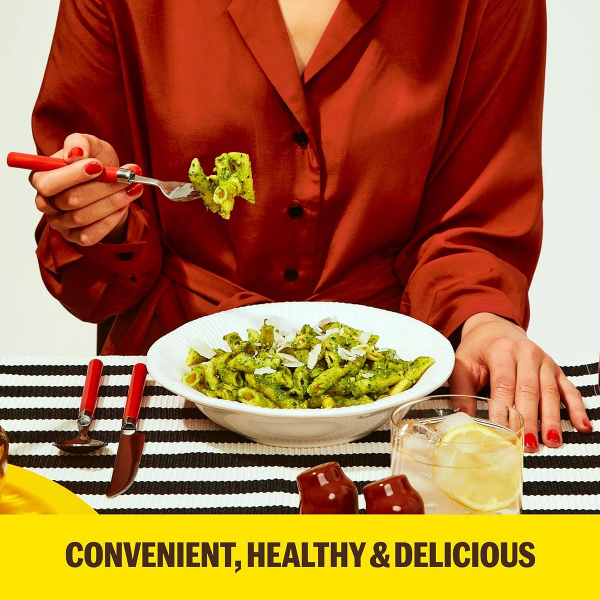 BRAMI Penne served in a bowl showcasing hearty protein and fiber