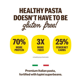BRAMI lupini bean ingredient label emphasizing high protein and fiber.