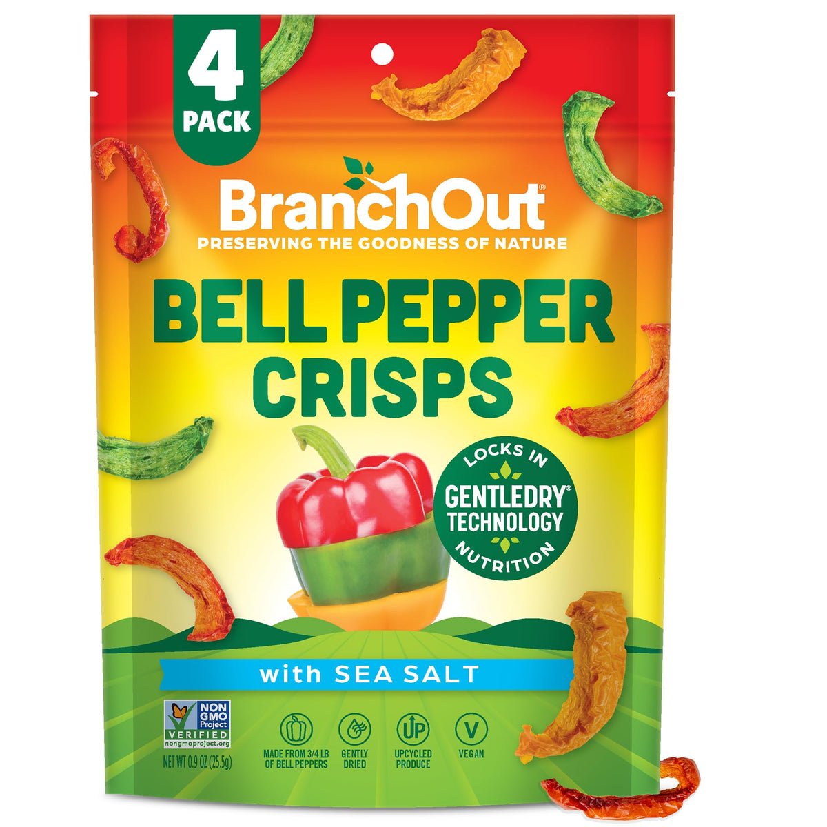 BranchOut Bell Pepper Crisps pack of 4 ready to snack on the go