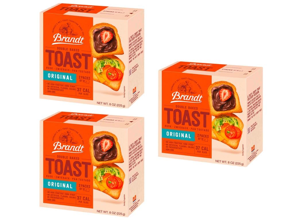 Brandt Zwieback crisp slices ideal for light breakfasts and snacks.