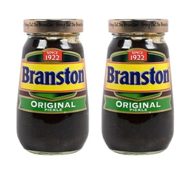 Branston Goldtop pickle jar, front view, perfect to elevate sandwiches with tangy flavor.