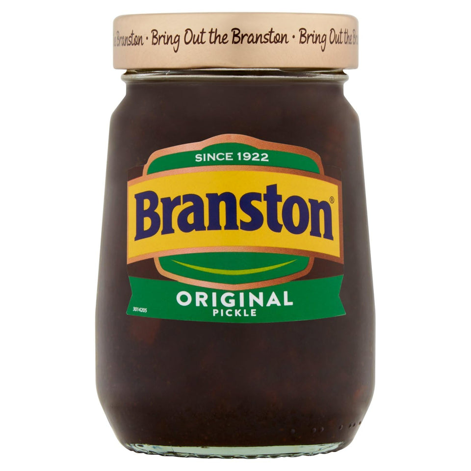 Branston Original Pickle 360g pack of 2 front view, ideal with cheeses.