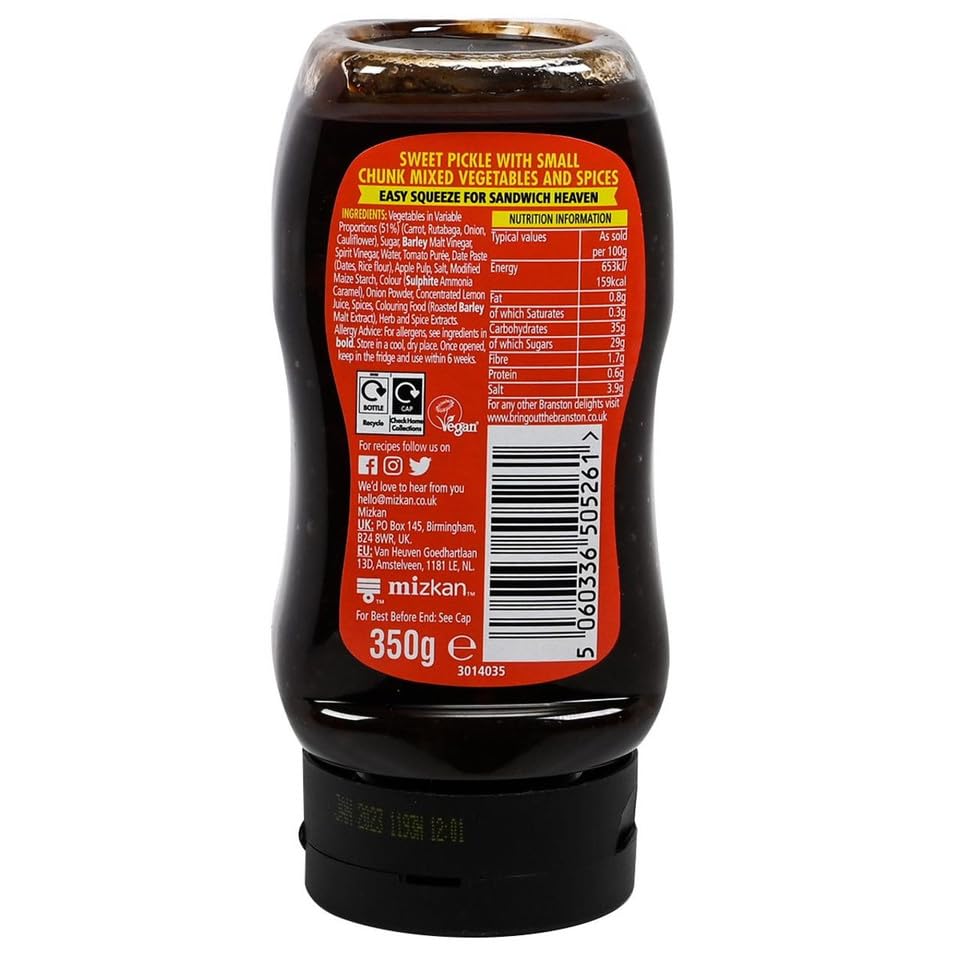 Branston Small Chunk Squeezy on a sandwich for a flavorful lunch.