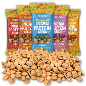 Brass Roots Incan Seeds variety pack front view, protein-packed school-safe snack.