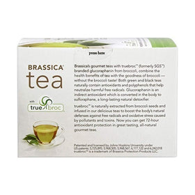Brassica Tea packaging label showing SGS and natural blend