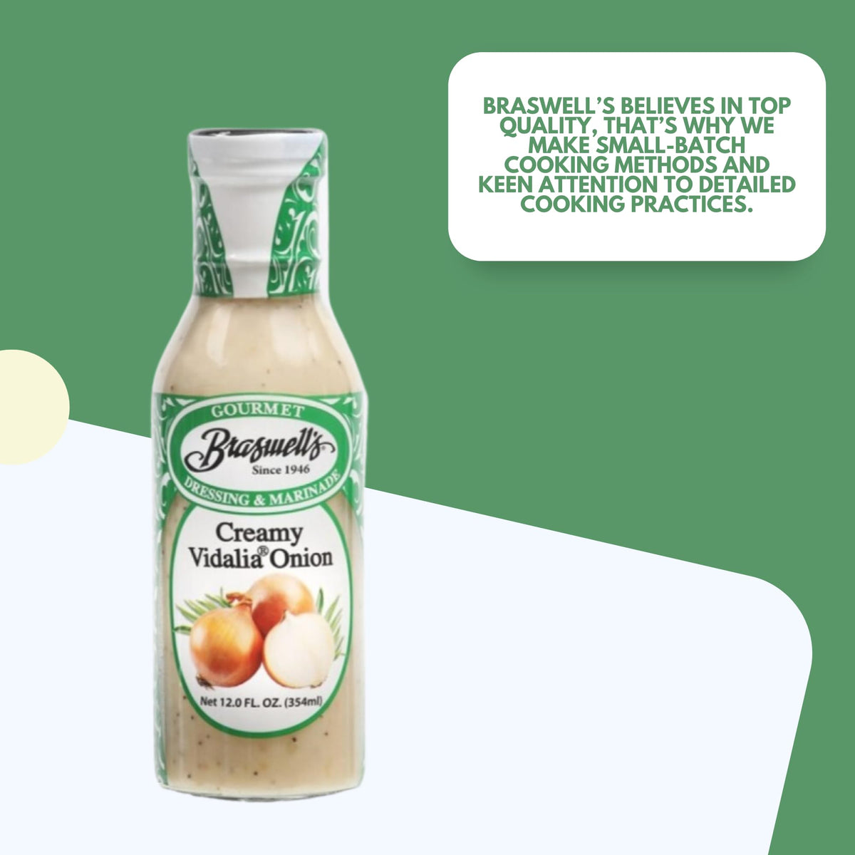 Dressing on a fresh salad bowl ready to serve with Braswell's flavor.
