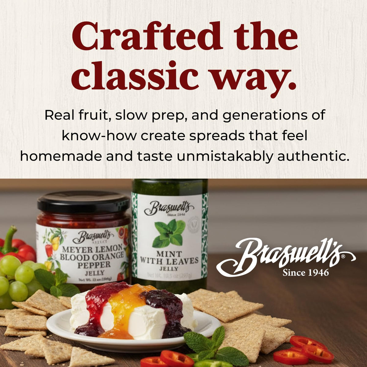 Braswell’s glaze on shrimp creating a glossy, flavorful dish
