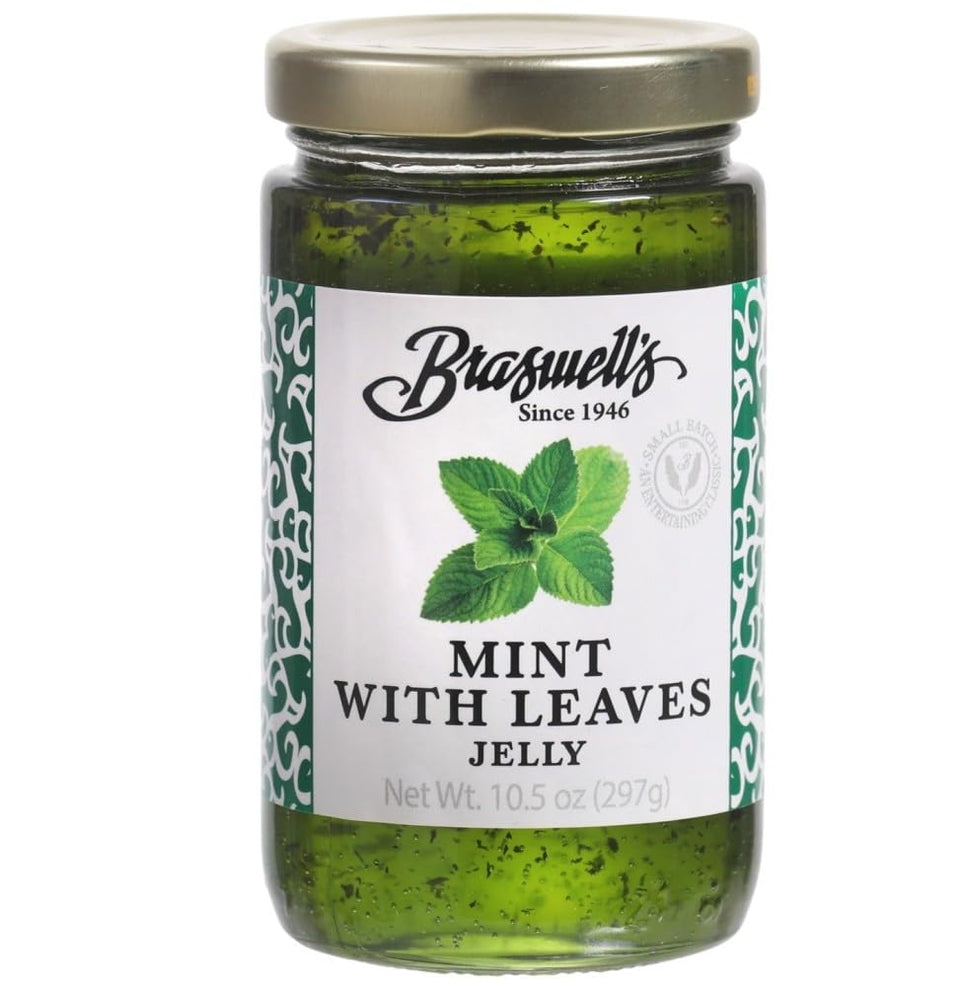 Braswell’s mint jelly jar ready for breakfast spreads and fresh, bright flavor.