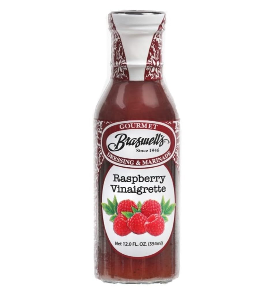 Braswell's Raspberry Vinaigrette bottle pour for easy dressing and prep