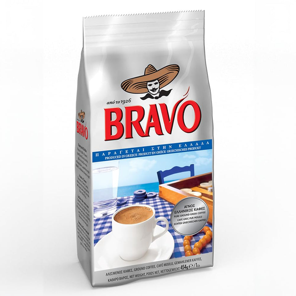 Bravo Classic Greek Coffee pack-label showing authentic Greek flavor and aroma