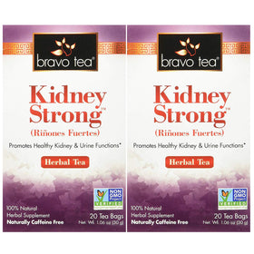 Bravo Tea Kidney Strong tea bags showing caffeine-free infusion for evenings