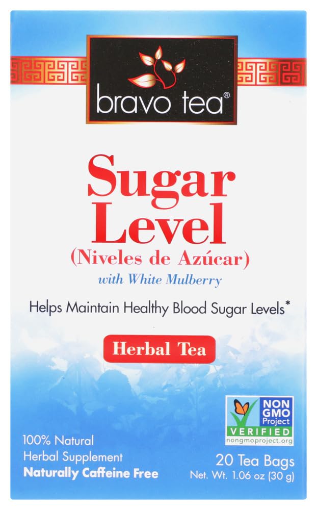 Bravo Tea Sugar Level Tea box front, two-pack packaging for daily brewing.