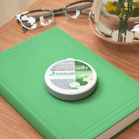 Breath Savers car-side tin for quick refresh during commutes