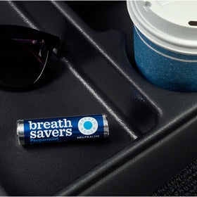 Breath Savers mints on a desk for quick breath refreshment.