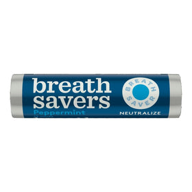 Breath Savers Peppermint Rolled Mints 48-roll package visible for on the go