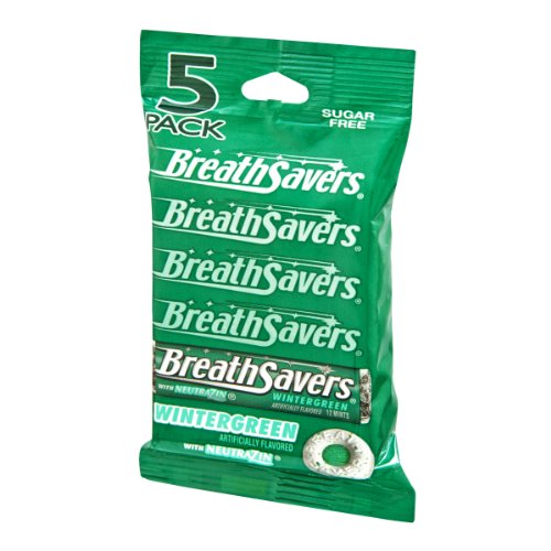 Breath Savers Wintergreen mints pack-side angle showcasing compact travel companion