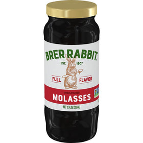 Brer Rabbit Unsulphured Molasses bottle highlighting Full Flavor for baking and glaze-inspired recipes.