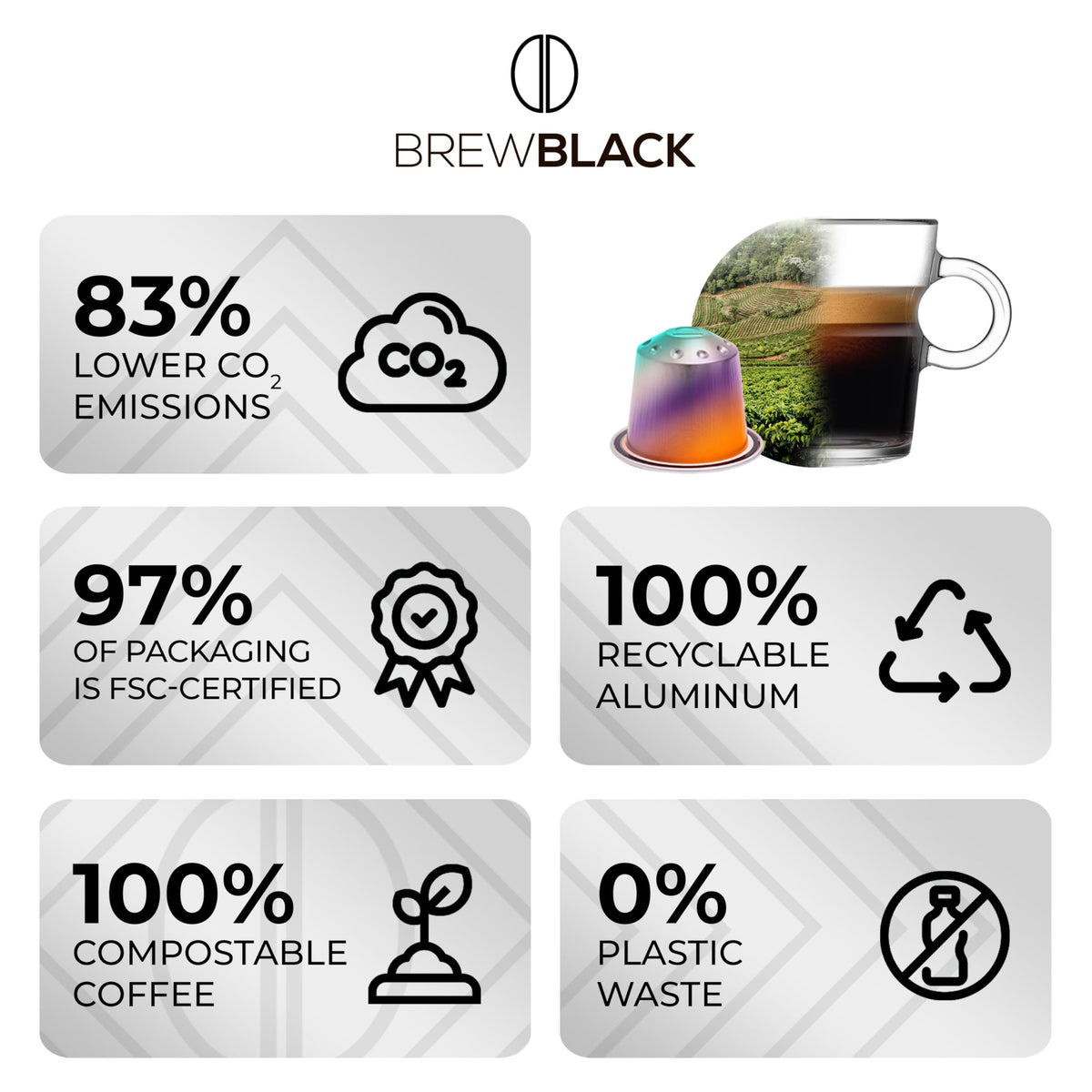BREWBLACK made in Italy delivers authentic Italian decaf flavor.