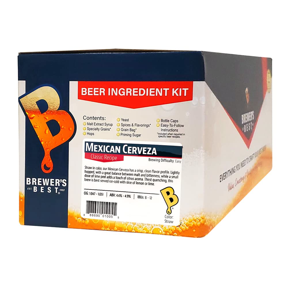 Brewer's Best Mexican Cerveza crisp color in glass invites a refreshing tasting.