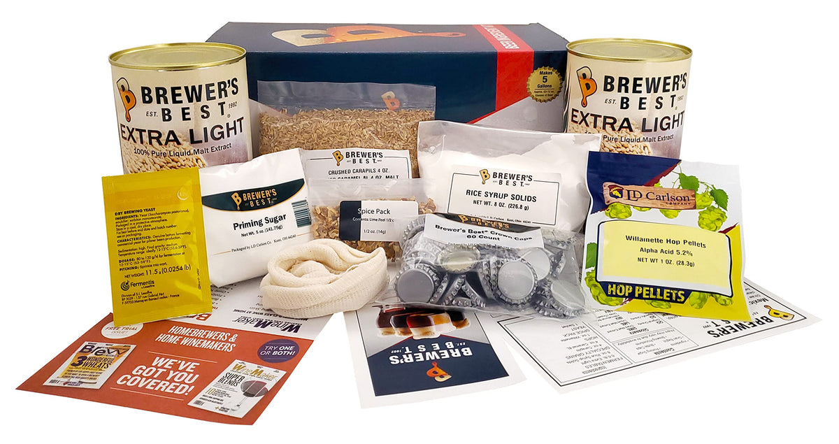 Brewer's Best Mexican Cerveza ingredients bag highlighting the malt, hops, and lime peel.
