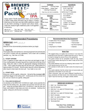 Brewer's Best Pacific Coast IPA malt sack, supports balanced malt backbone for a West Coast profile.