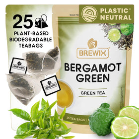 BREWIX Bergamot Green Tea packaging with resealable pouch preserves freshness