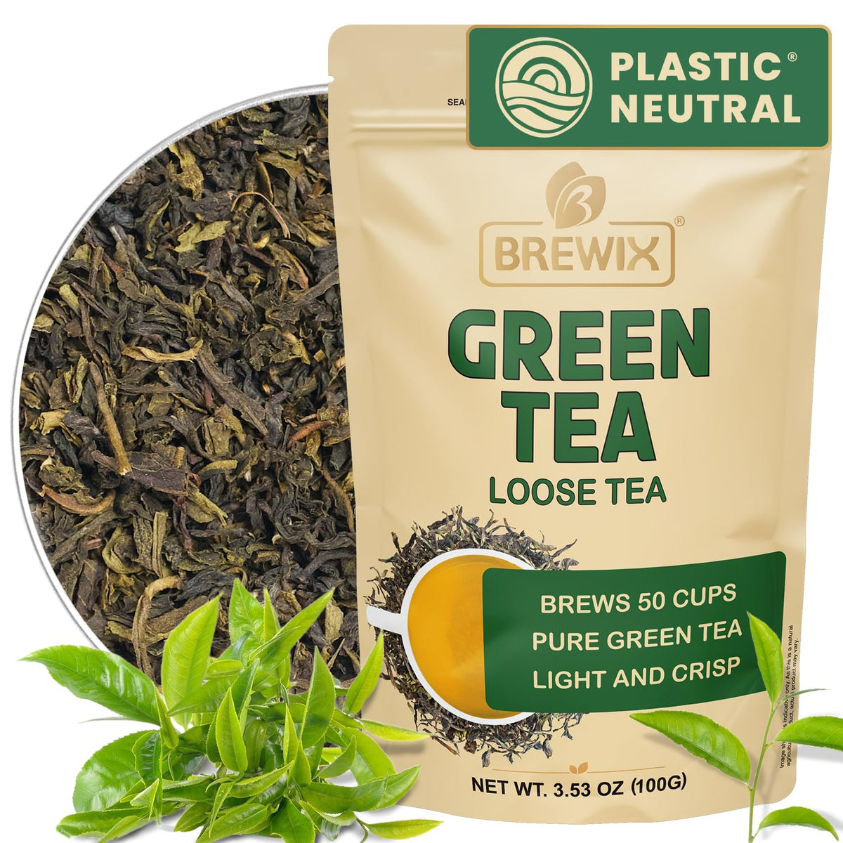 BREWIX green tea leaves from Darjeeling for a vibrant morning brew.