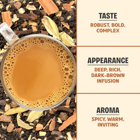 BREWIX Masala Chai brewing in pot, deep color and spice notes.