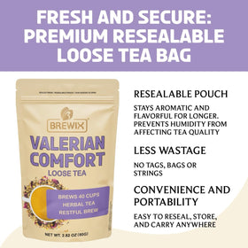 BREWIX Valerian Comfort Tea caffeine-free blend supports evening unwinding