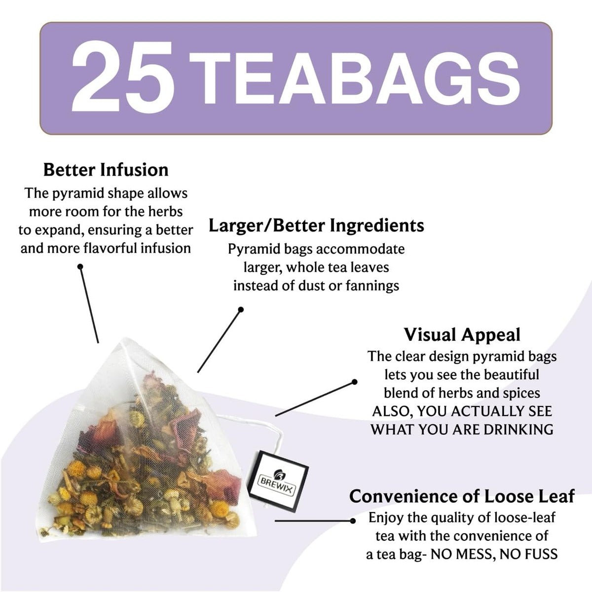 BREWIX Valerian Comfort Tea brewed cup showing a soothing golden hue.