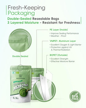 Brewnova refrigeration storage jar keeps matcha fresh after opening