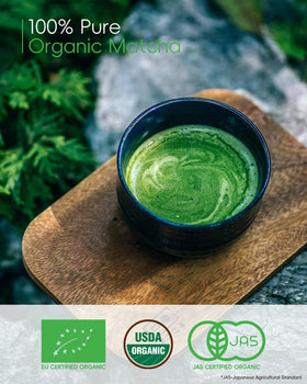 Brewnova stone-ground texture close-up reveals smooth, creamy matcha powder