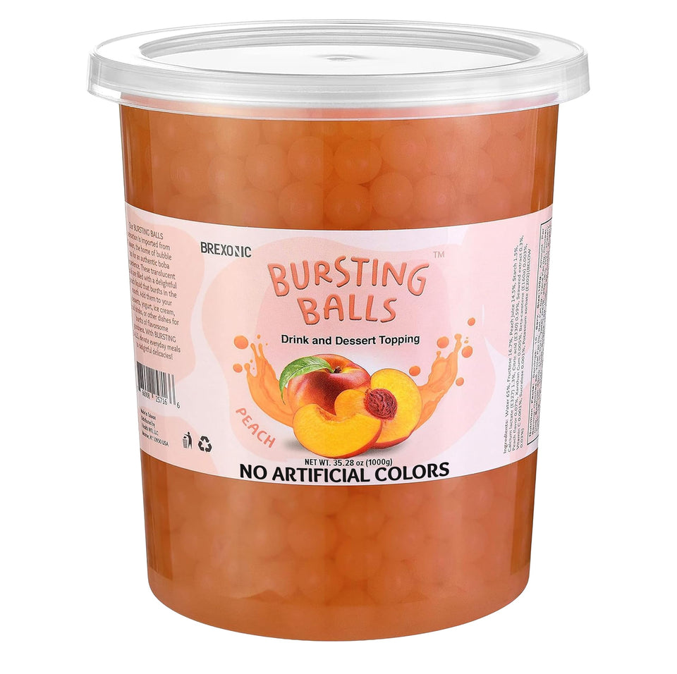 BREXONIC Peach popping boba pearls bursting with fruity flavor for tea and desserts
