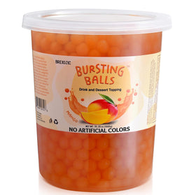 Brexonic bursting mango boba pearl close-up, ideal for teas and desserts.