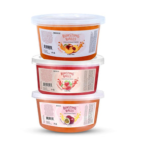 BREXONIC popping boba pearl passion fruit in a glass enhances fruity tea experiences