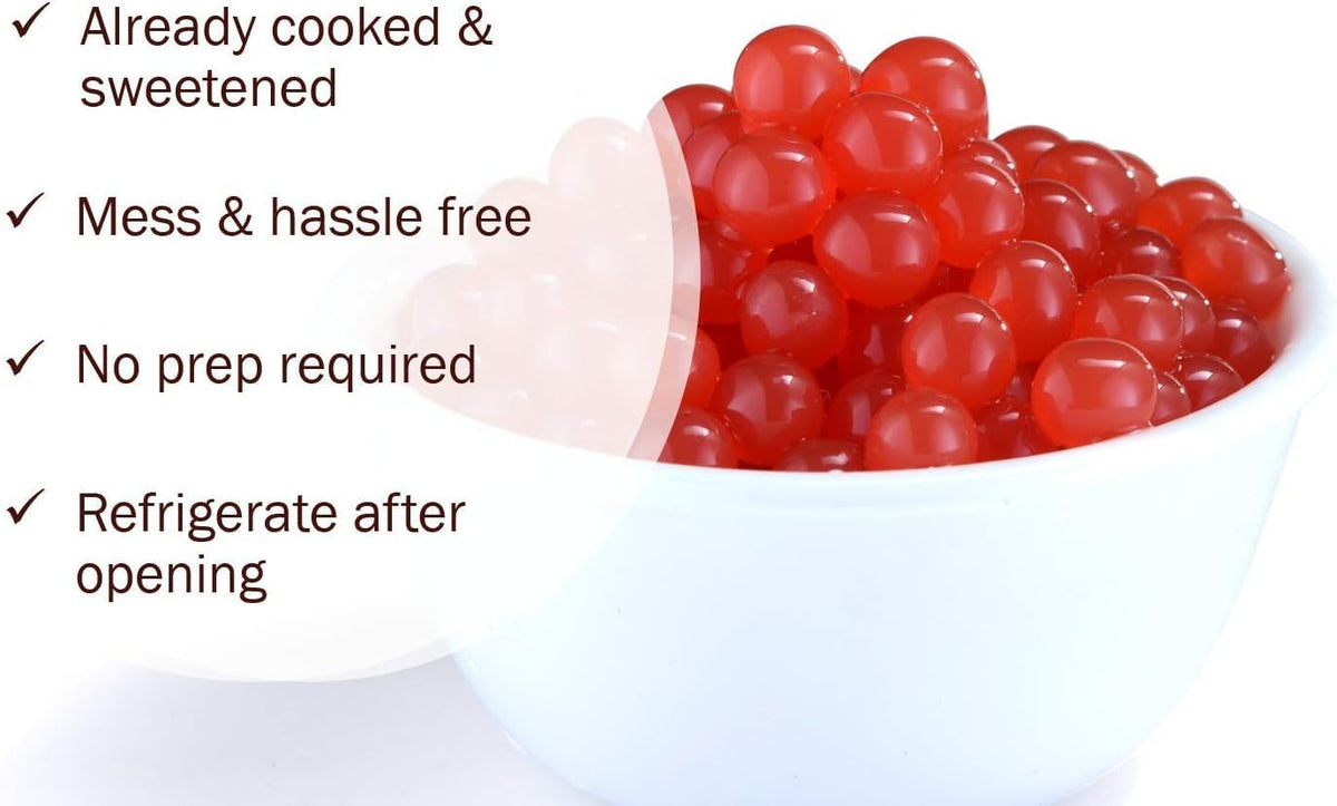 BREXONIC popping boba pearls strawberry color for drinks and snacks