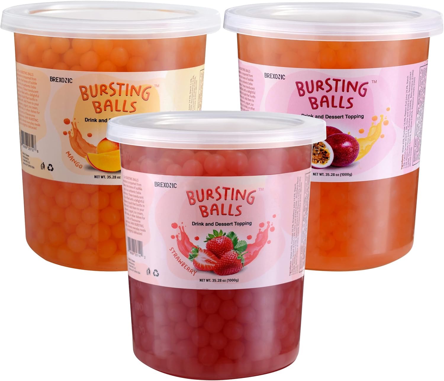 BREXONIC popping boba pearls strawberry in tea deliver a fruity burst for home beverages.