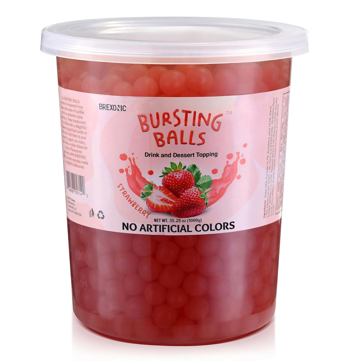 BREXONIC strawberry boba pearls popping in a jar deliver juicy fruit flavor