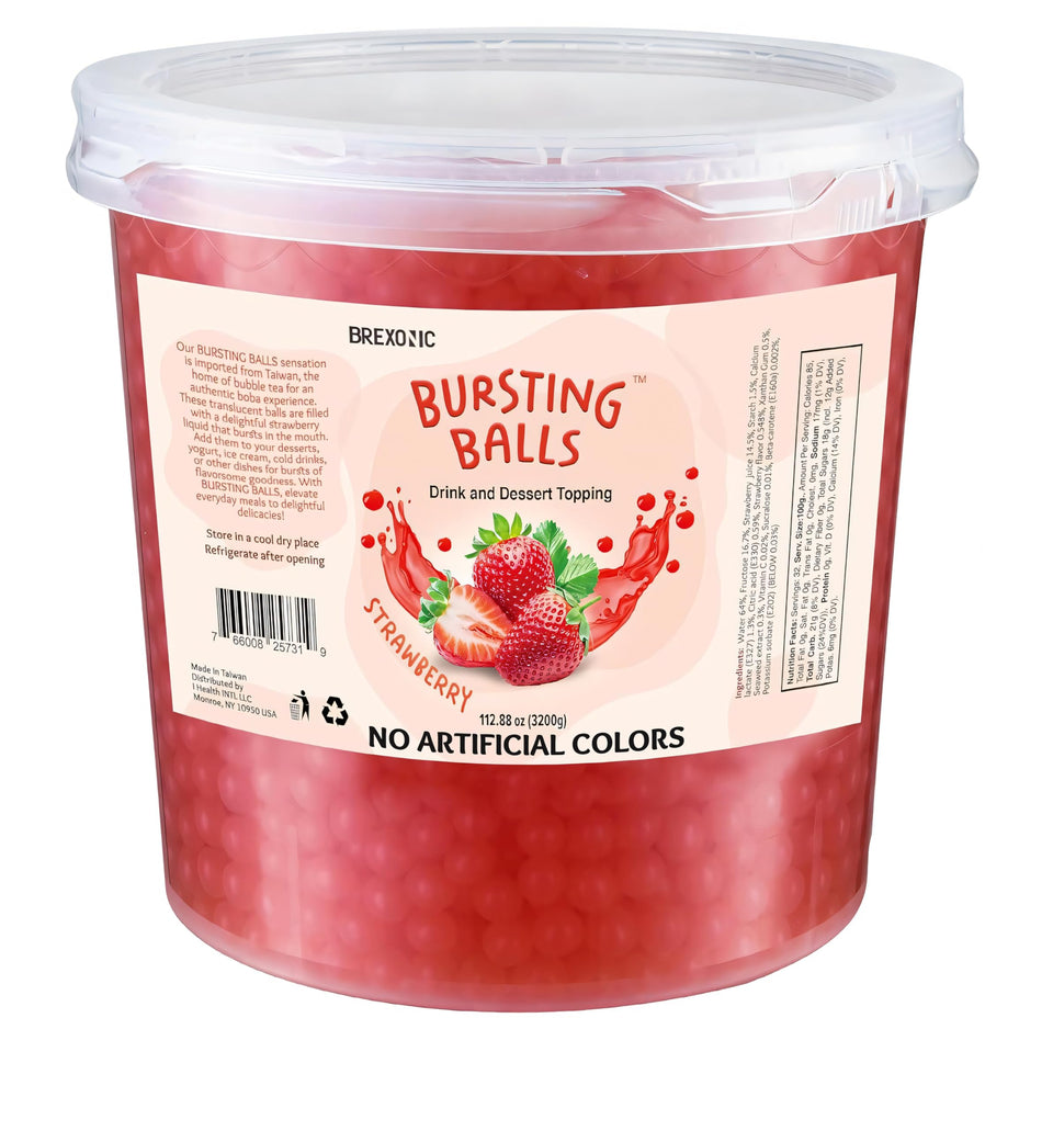 BREXONIC Strawberry Boba Pearls in bubble tea offering a fruity burst