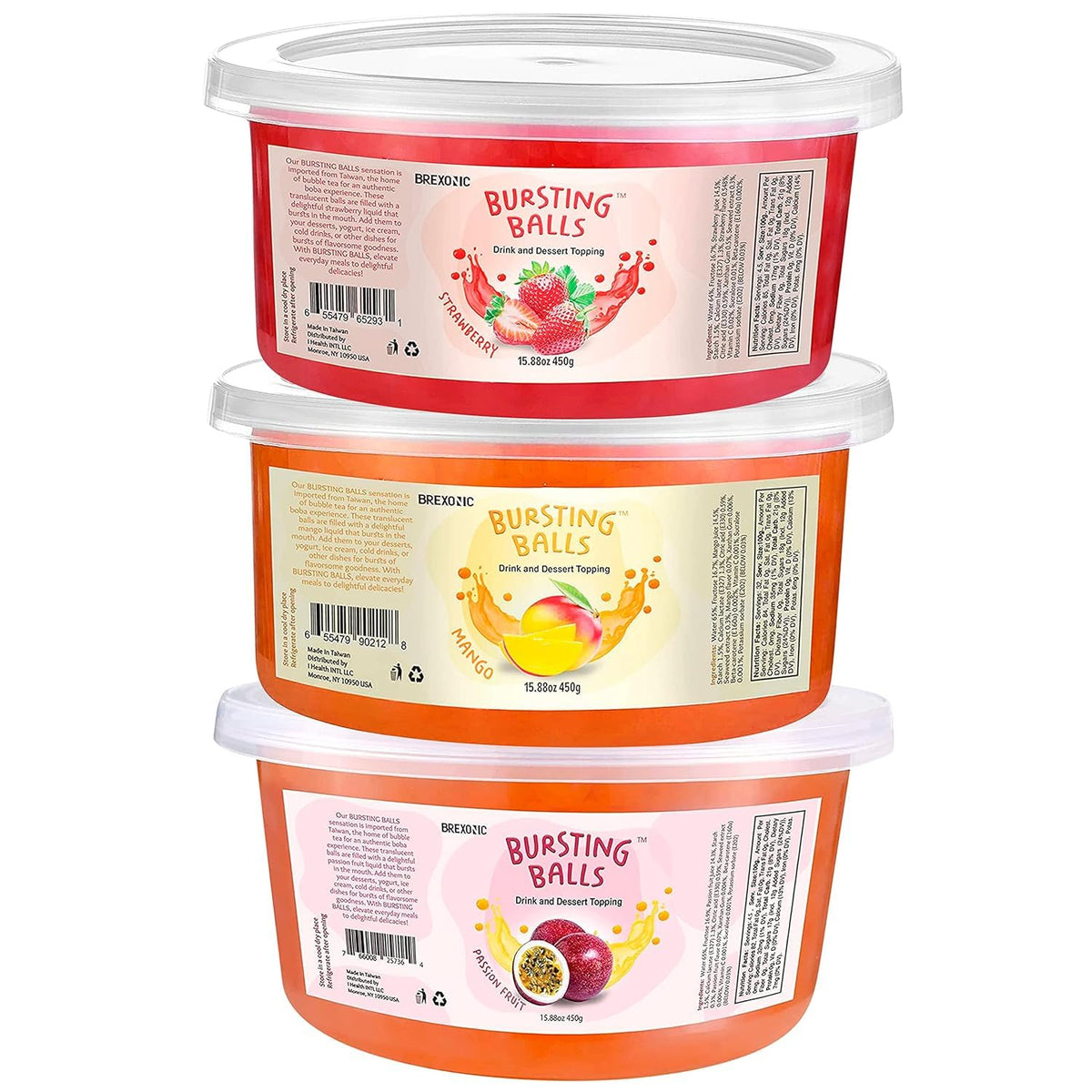 BREXONIC strawberry popping boba pearls for fruity drinks and desserts
