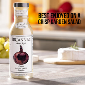 BRIANNAS Blue Cheese Dressing on a crisp garden salad plate.