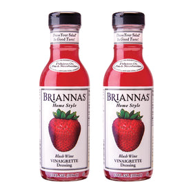 BRIANNAS Blush Wine Vinaigrette bottle shown for tasty salad flavor enhancement.