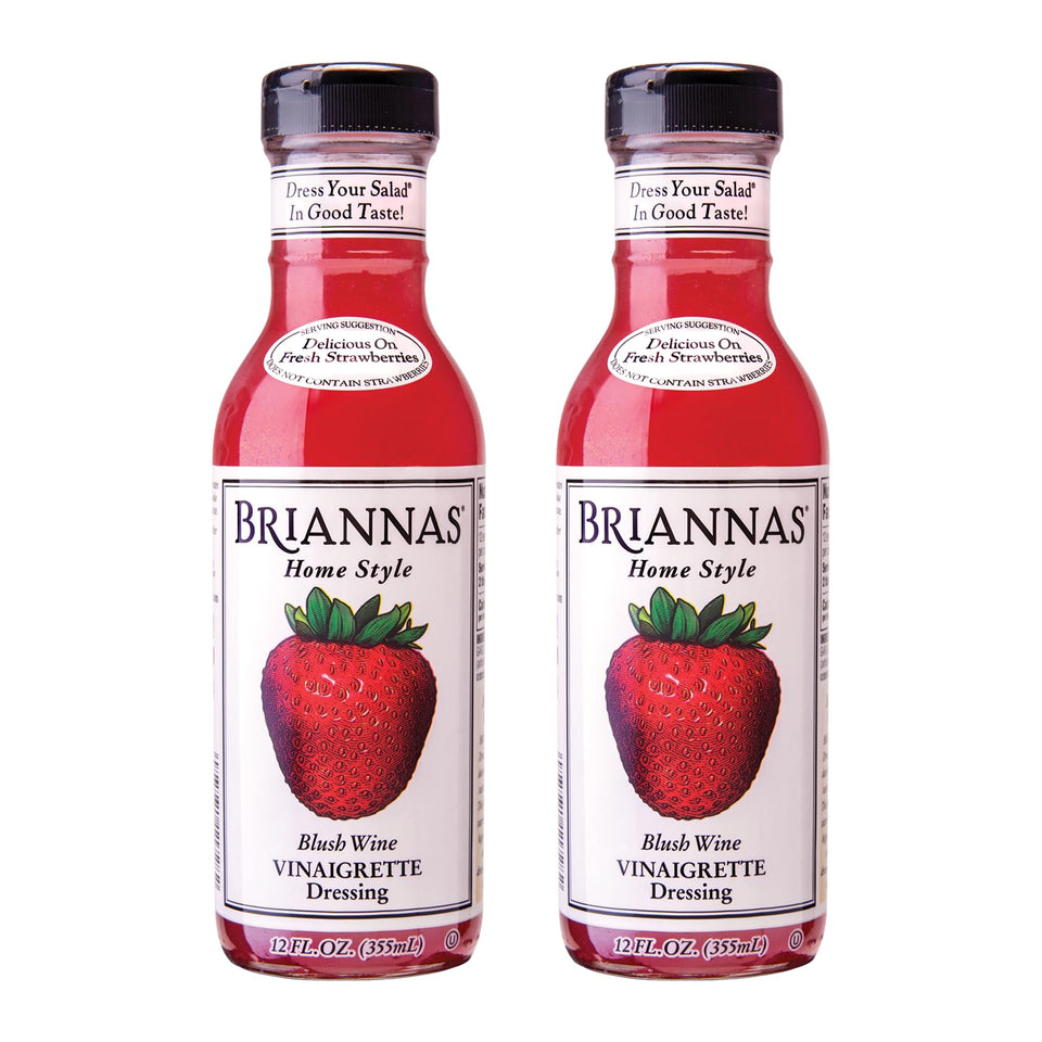 BRIANNAS Blush Wine Vinaigrette bottle shown for tasty salad flavor enhancement.