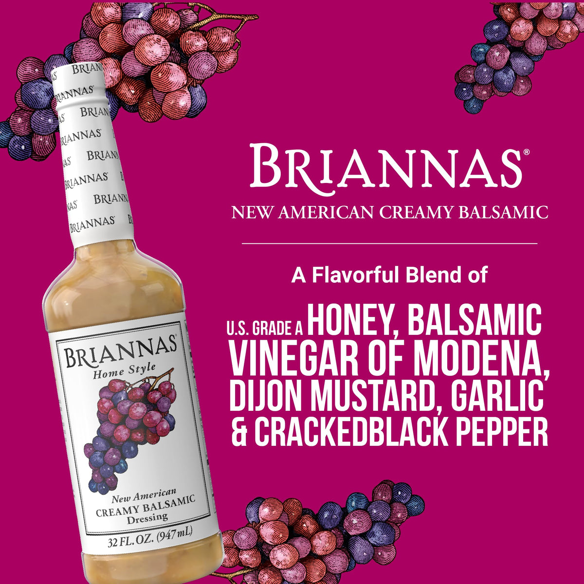 BRIANNAS creamy balsamic dressing pour over greens enhances flavor