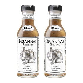 BRIANNAS Garlic Vinaigrette bottle front showing rich, versatile flavor for salads.