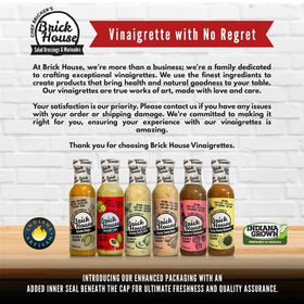 Brick House Classic Sweet Herb Vinaigrette USA-made bottle highlight low-sodium and gluten-free.