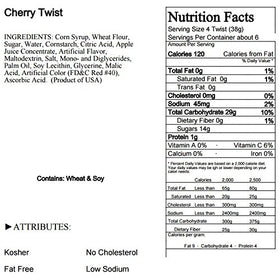 Bricktown Goods Cherry Licorice Twists fresh pack highlights allergen-free, sharing-friendly candy.