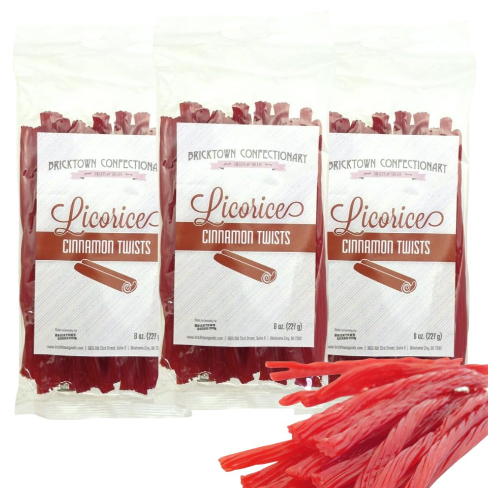 Bricktown Goods Cinnamon Licorice Twists pack—bold flavor, chewy texture for sharing