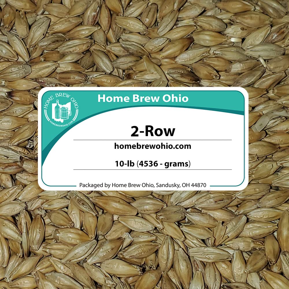 Briess 2-Row malt grain closeup highlights enzyme-rich base.