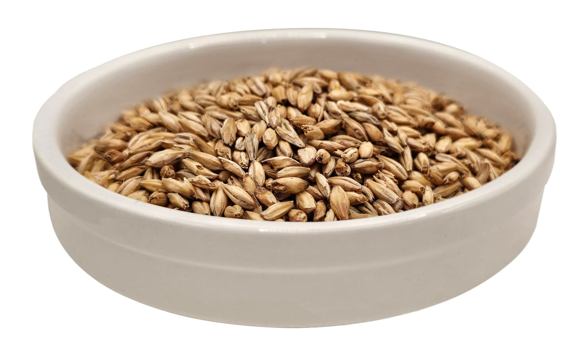 Briess Distillers Malt 2-Row pouring image for smooth mash transfer